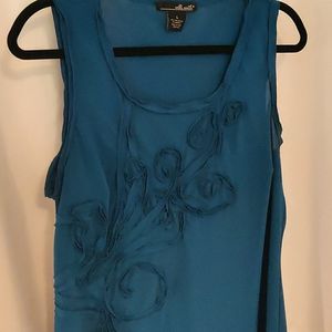 Willi Smith Teal Embellished Tank, L